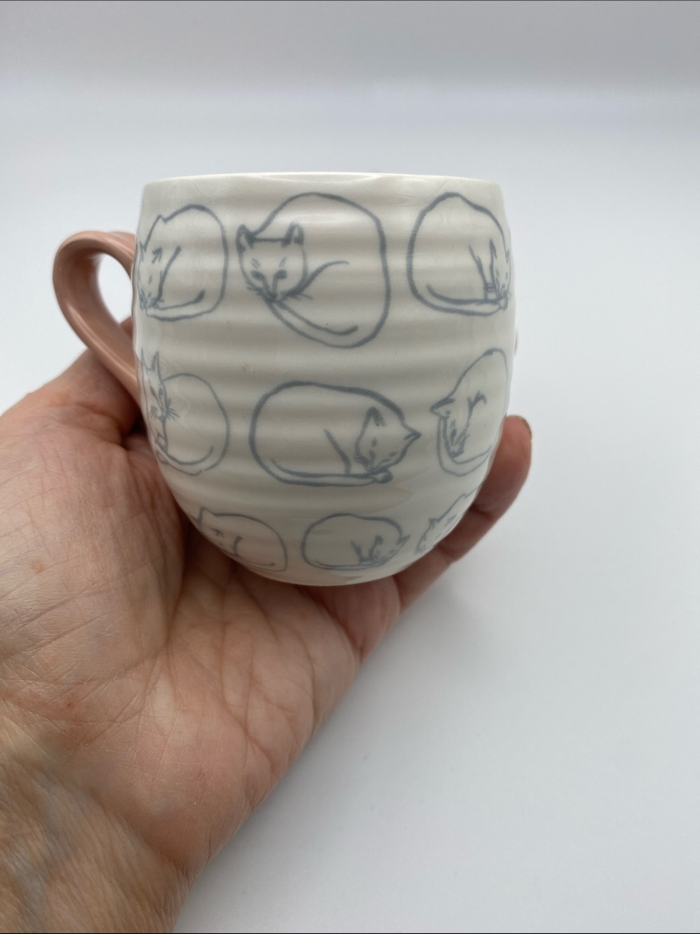 Cute Anthropologie cat cats cup and soucer for coffee espresso white pink new - Picture 8 of 13